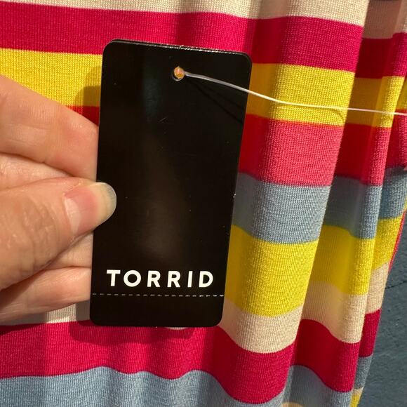 NWT Torrid Size 0 Large Super Soft Knit Dress with Pockets Striped Bright Colors - Picture 10 of 10